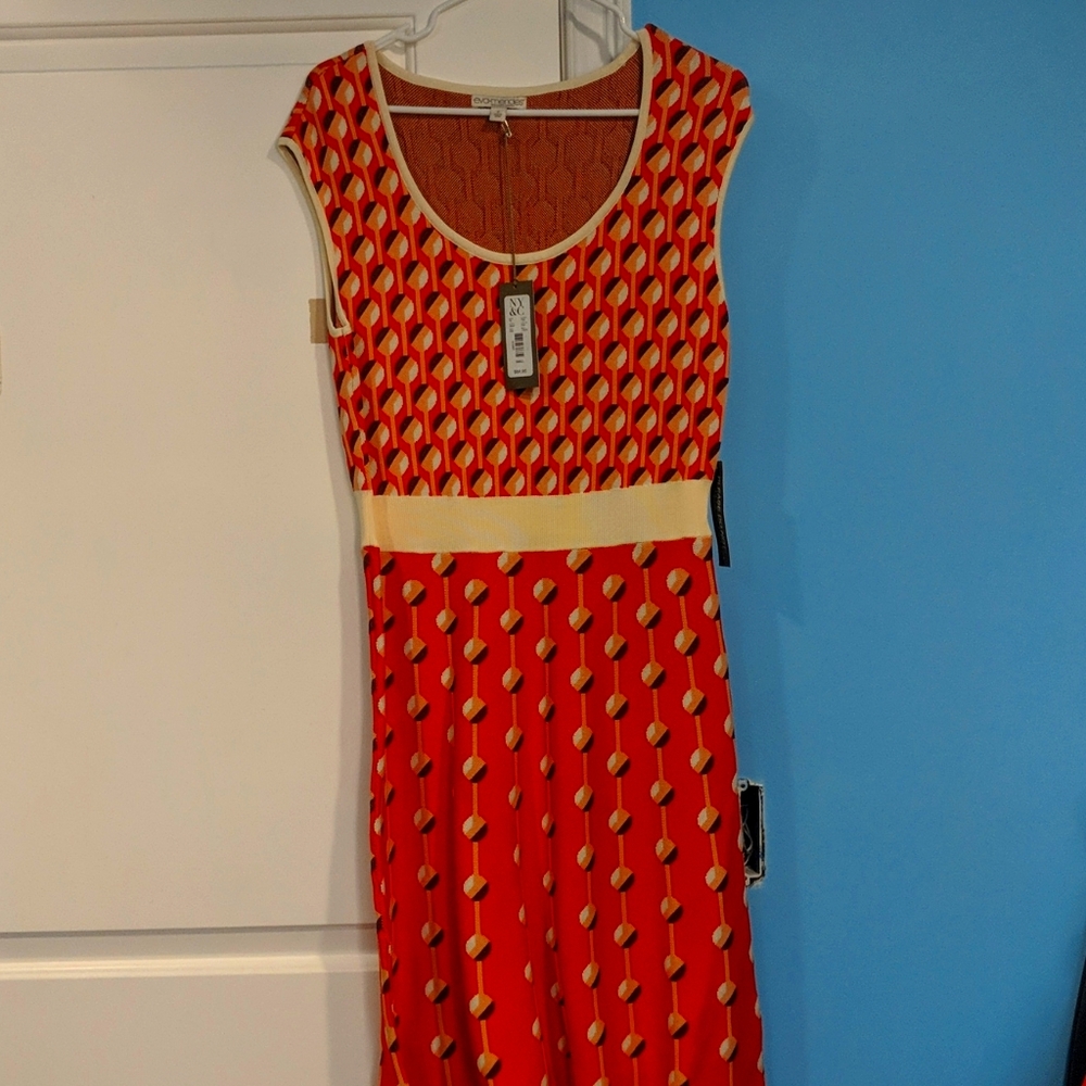 NY & Co. Sleeveless Orange 3/4 length dress